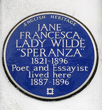 Lady Wilde blue plaque, London